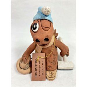 Dragon Works Doug Flach Clay Curling Sport Figurine Blue Hat